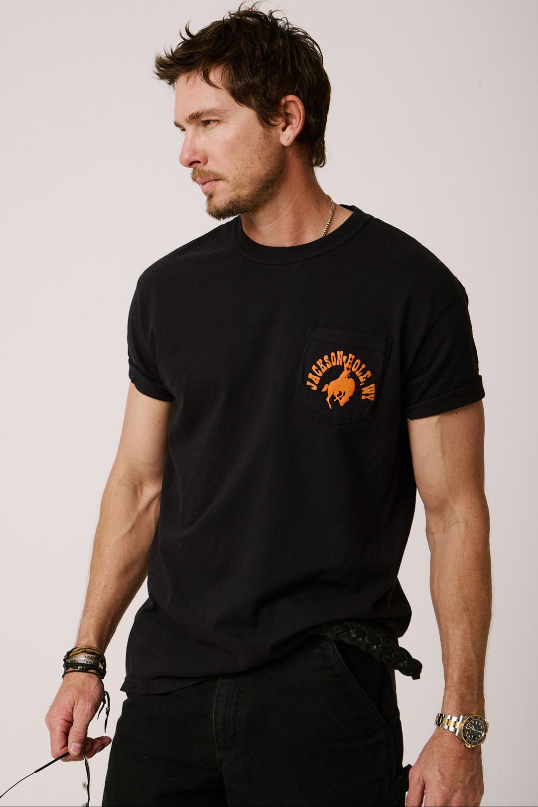 Diamond cross ranch Pocket black T-shirt