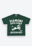 Diamond Cross Ranch Blue Horse Green T-shirt 