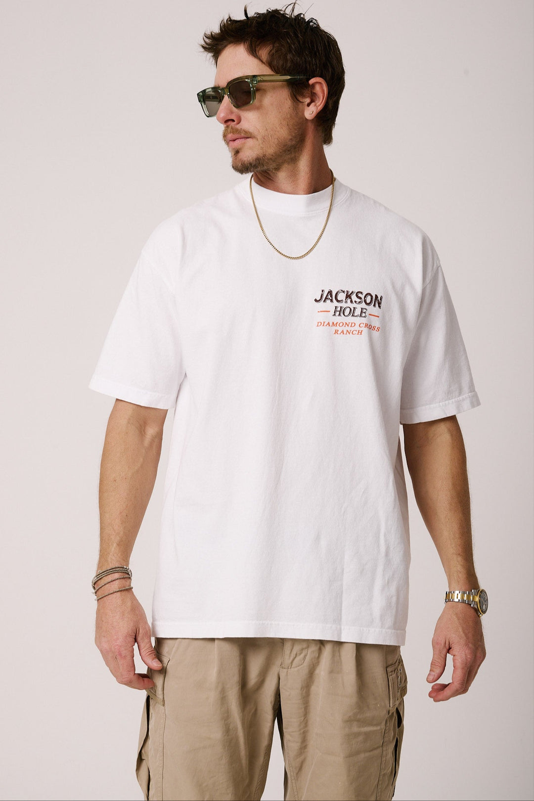 Diamond cross ranch fishin white t-shirt 