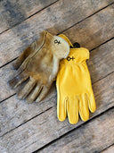 Diamond Cross Ranch Wyoming Blue Cowboy Yellow Deerskin Gloves